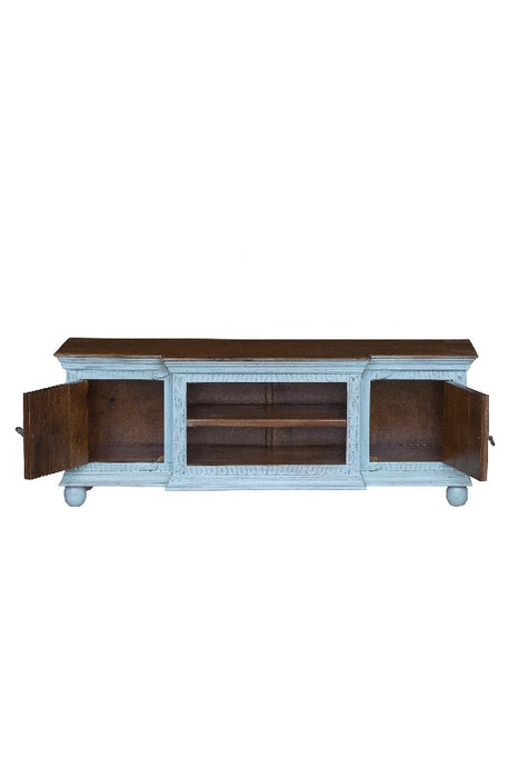 TV cabinet mango wood with 2 doors and 2 open compartments 160 x 40 x 60 cm