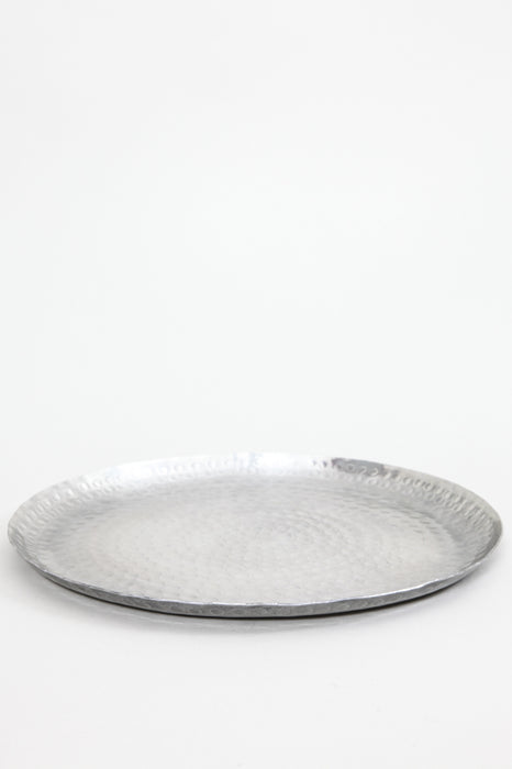 Serving tray handmade aluminum silver colored 31 cm