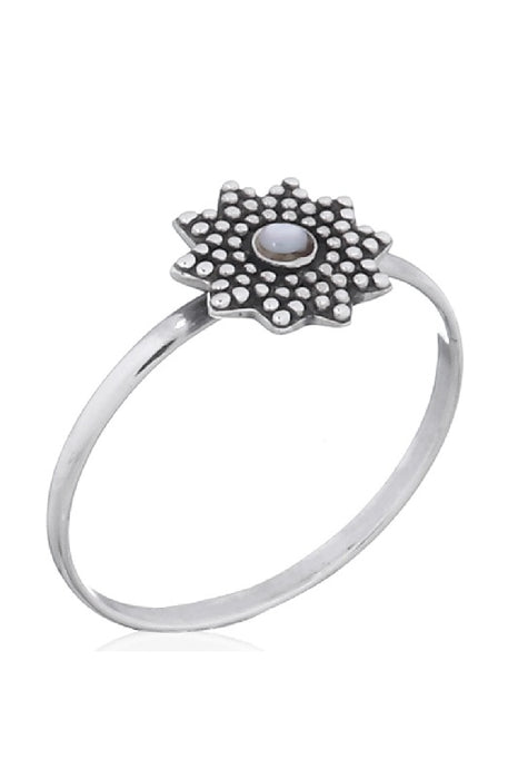 Silver ring flower mother of pearl