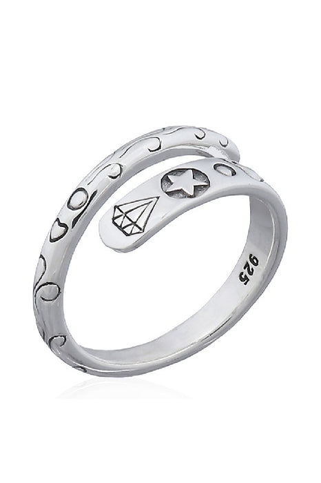 Silver ring gothic symbols