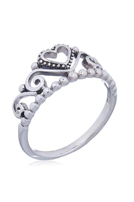 Silver ring heart decorated