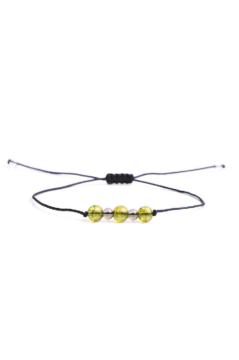 Armband 4mm Rauchquarz, 6mm Peridot, 4mm Kristallquarz, 18 cm