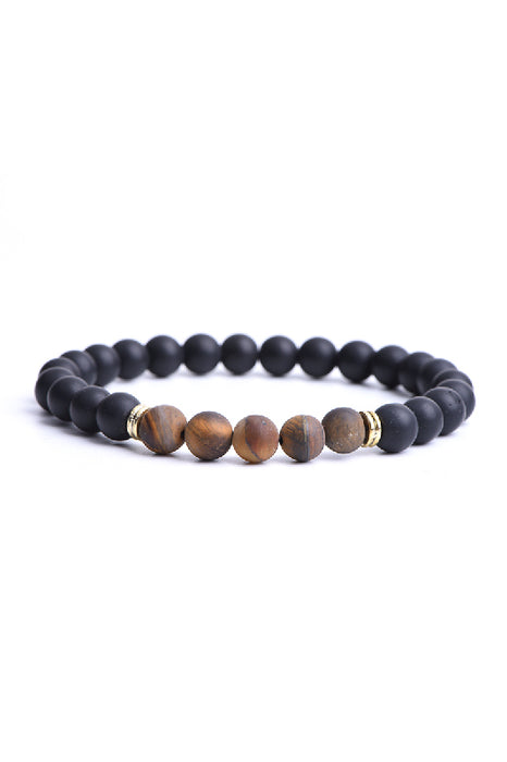 Men's bracelet 8mm black matte stone, matte tiger eye, 21 cm