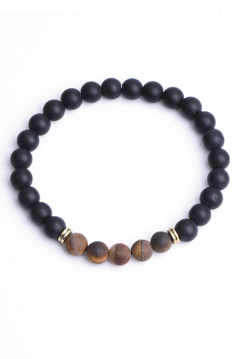 Men's bracelet 8mm black matte stone, matte tiger eye, 21 cm