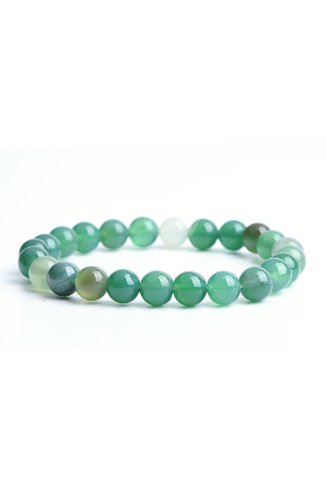 Bracelet agate ligne verte 8mm, 19 cm