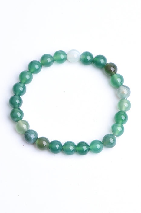 Bracelet agate ligne verte 8mm, 19 cm