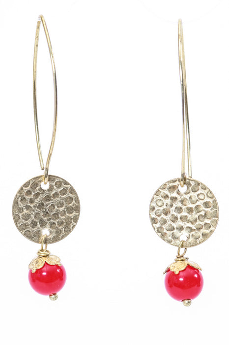 Boucles d'oreilles agate rouge