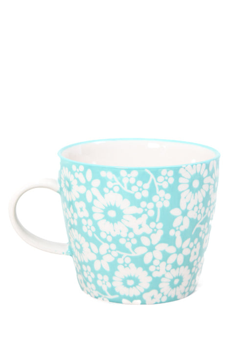 Tasse en céramique fleurs bleu clair