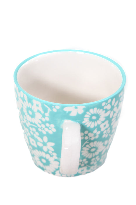 Tasse en céramique fleurs bleu clair