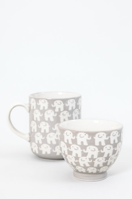 Tasse à thé en céramique éléphant gris