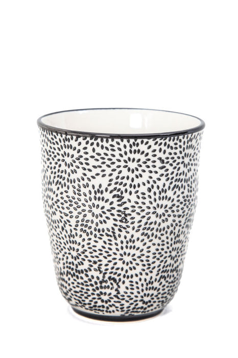 Tasse à thé beige/noir à motifs