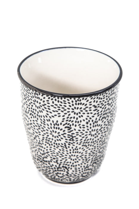 Tasse à thé beige/noir à motifs