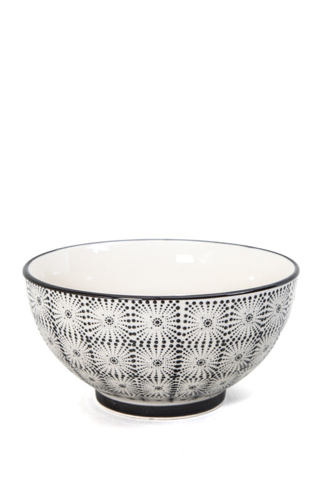 Bowl beige/black patterned