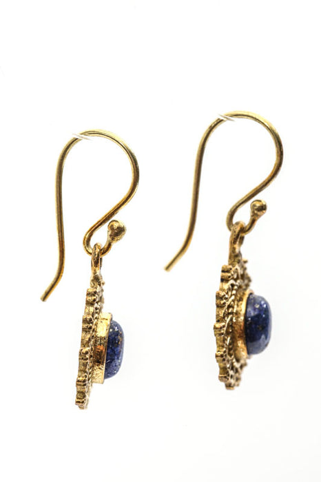 Boucles d'oreilles ovales lapis lazuli dorées