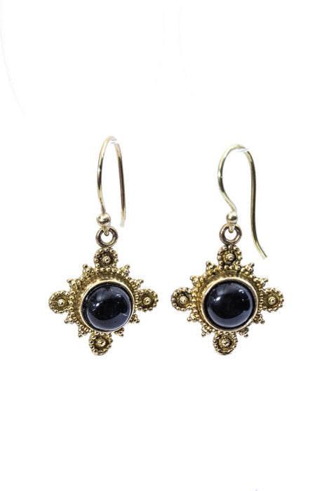 Earrings black onyx gold colored