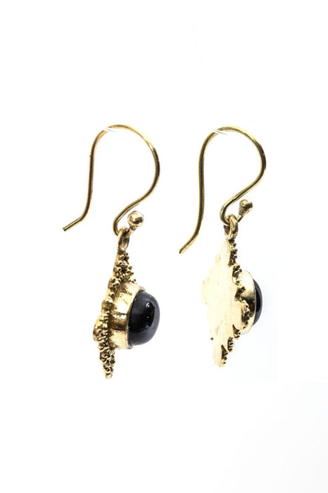 Earrings black onyx gold colored