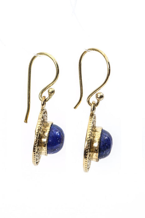 Boucles d'oreilles rondes lapis lazuli couleur or