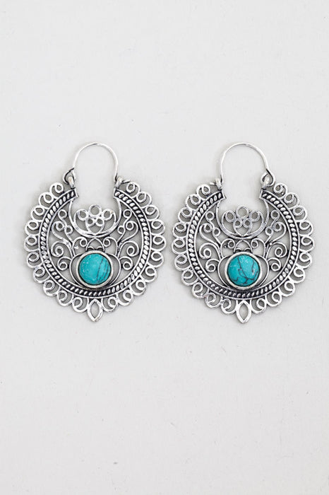 Boucles d'oreilles décorées de couleur argent turquoise