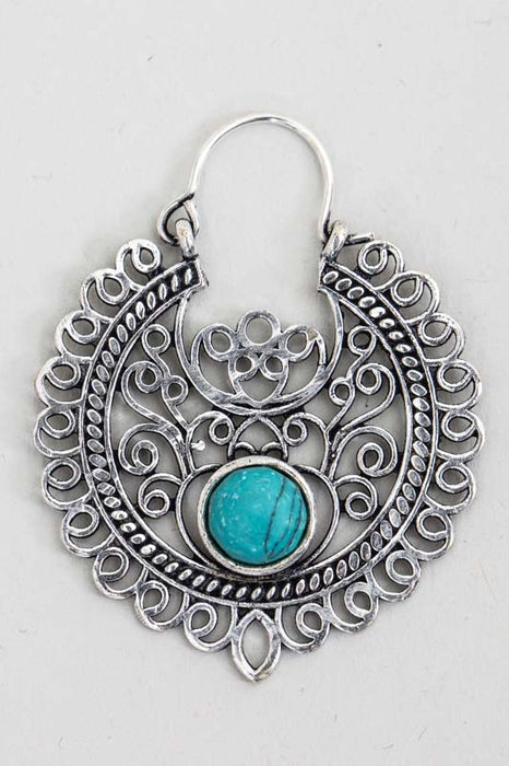 Boucles d'oreilles décorées de couleur argent turquoise