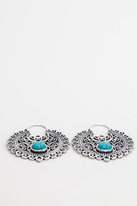 Boucles d'oreilles décorées de couleur argent turquoise