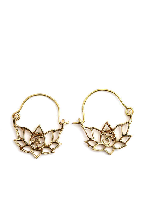 Boucles d'oreilles fleur de lotus dorées