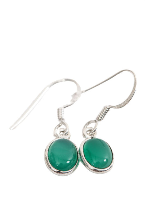 Boucle d'oreille argent onyx vert