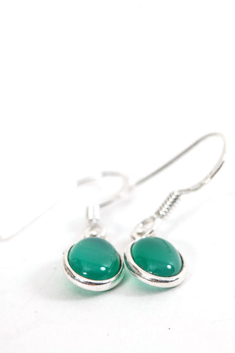 Boucle d'oreille argent onyx vert