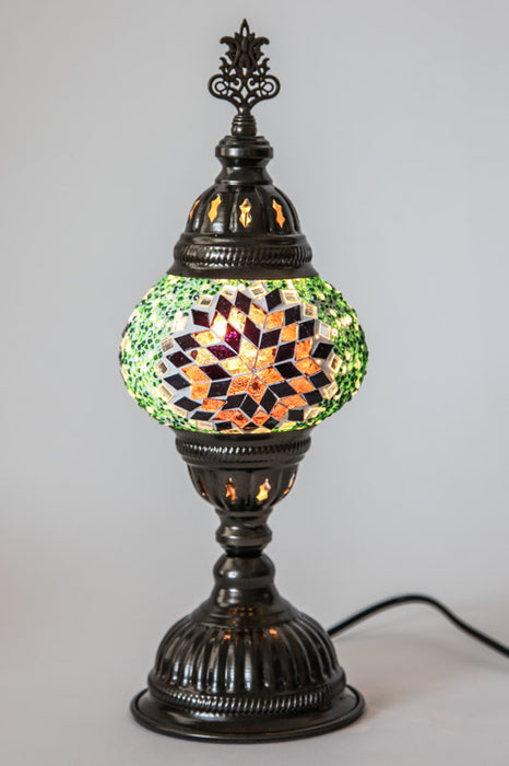 Mosaic lamp green/brown 13 x 13 x 30 cm