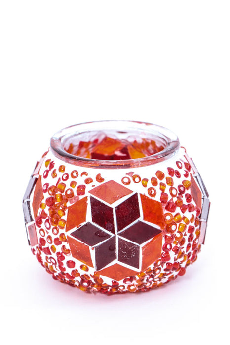 Mosaic lantern orange 7 cm