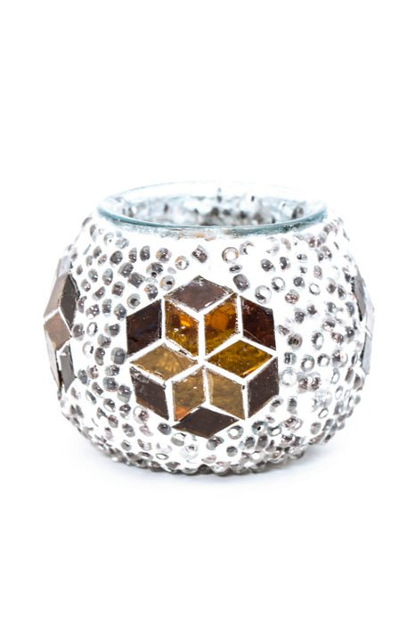 Mosaic lantern brown 7 cm