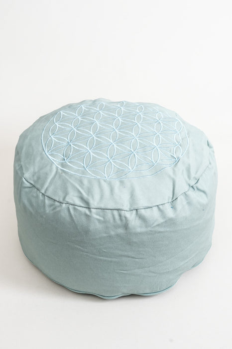 Coussin de méditation fleur de vie sauge 30x30x15cm