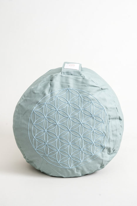 Coussin de méditation fleur de vie sauge 30x30x15cm