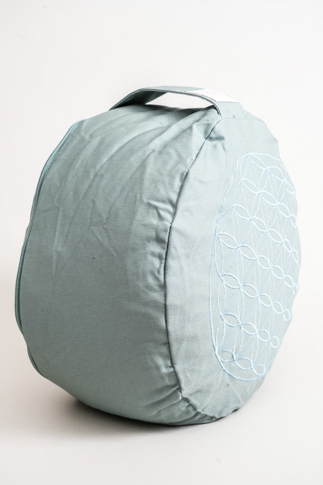Coussin de méditation fleur de vie sauge 30x30x15cm
