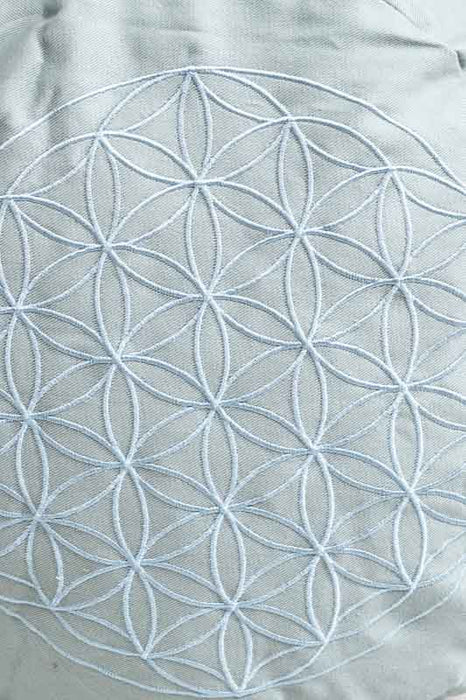 Coussin de méditation fleur de vie sauge 30x30x15cm