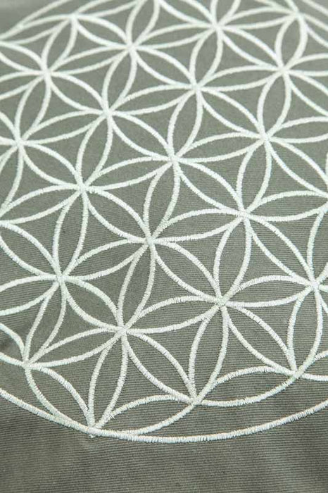 Meditation cushion flower of life khaki 30 x 30 x 15 cm
