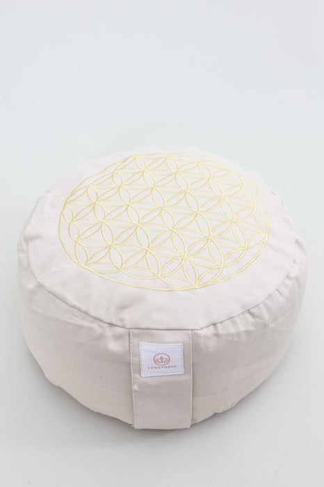 Meditationskissen Lebensblume beige/goldfarben 30 x 30 x 15 cm