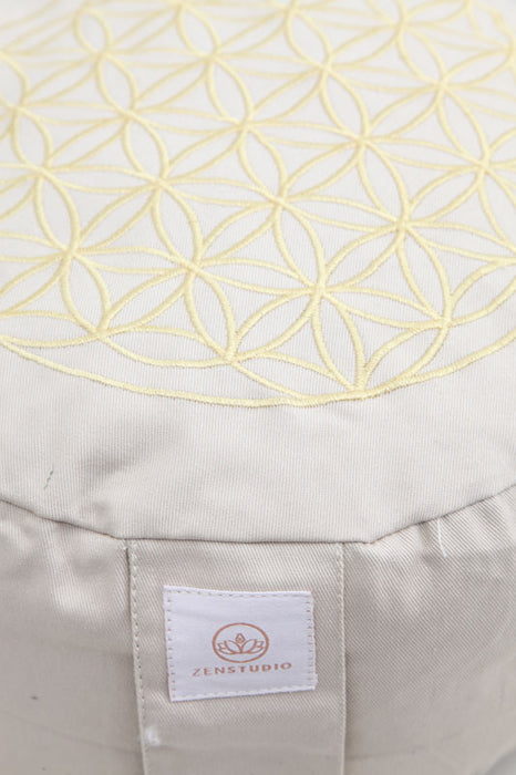 Meditationskissen Lebensblume beige/goldfarben 30 x 30 x 15 cm