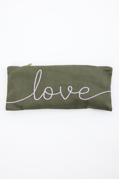 Eye pillow "love" khaki k 22 x 12 cm