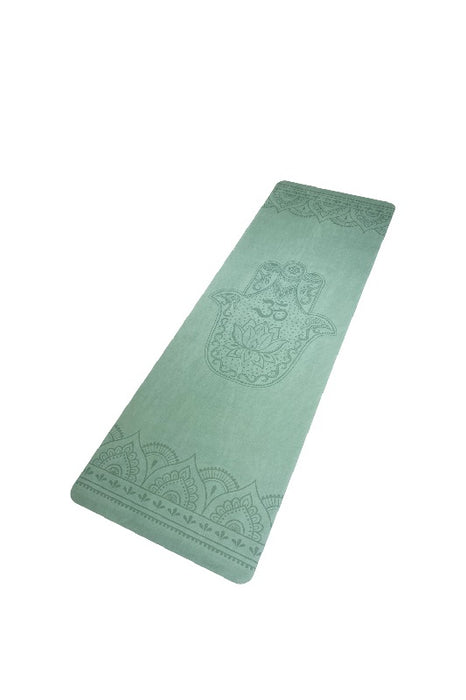 Yogamatte bedruckt Hand der Fatima/Om grün