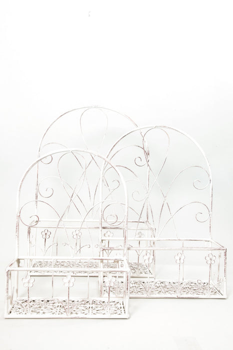 Blumengestell hängend klein antik weiss