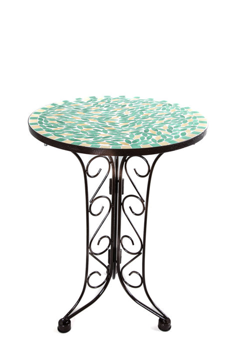 Table mosaïque ronde vert/jaune 40cm