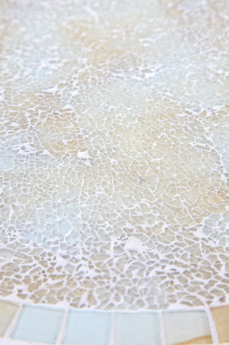 Table mosaïque ronde blanc/crème 40cm