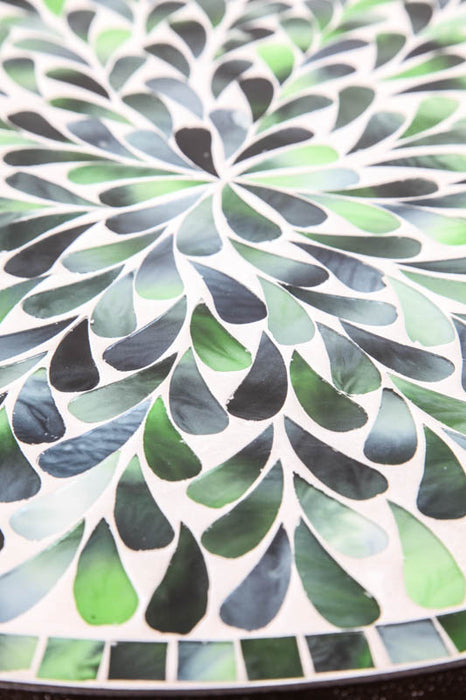 Mosaiktisch rund Blätter blau/grün 40cm