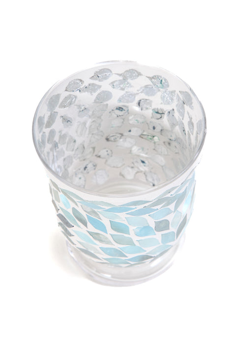 Lantern mosaic flower blue/green 10cm