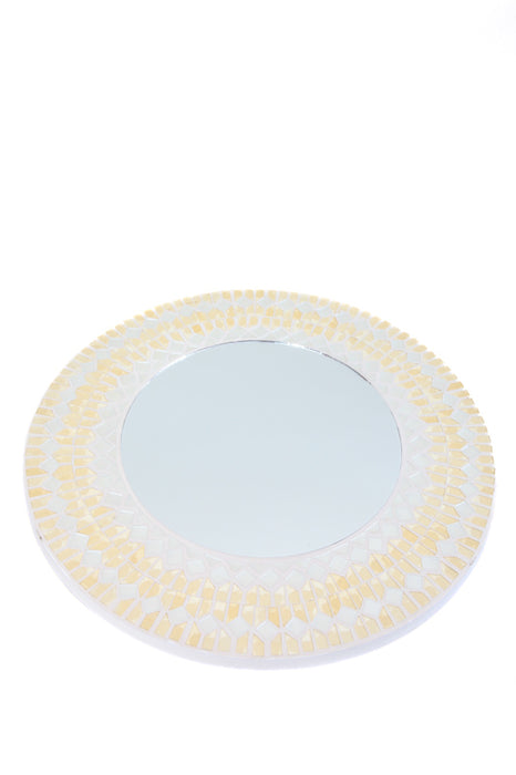 Mosaic mirror white/yellow 40 cm