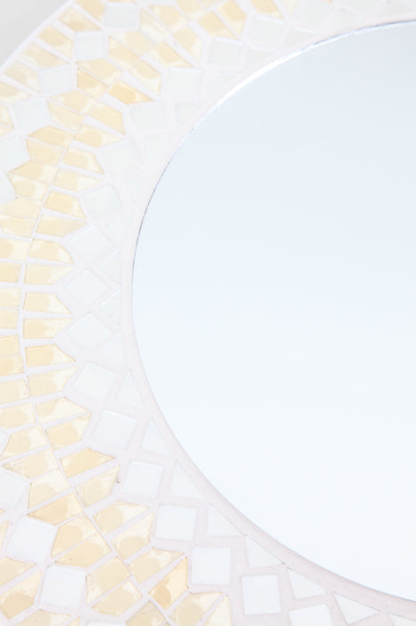 Mosaic mirror white/yellow 40 cm