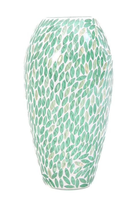 Mosaic vase green/yellow 15x30 cm