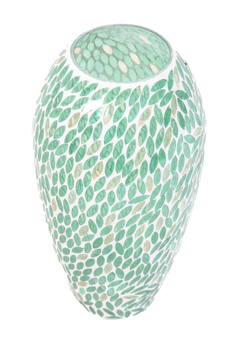 Mosaic vase green/yellow 15x30 cm