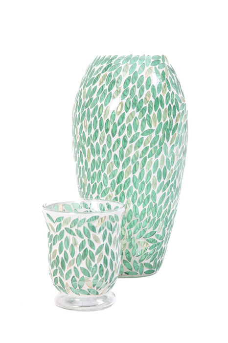 Mosaic vase green/yellow 15x30 cm