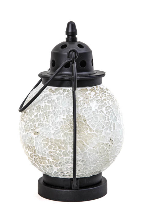 Lantern mosaic white/cream 15x21 cm